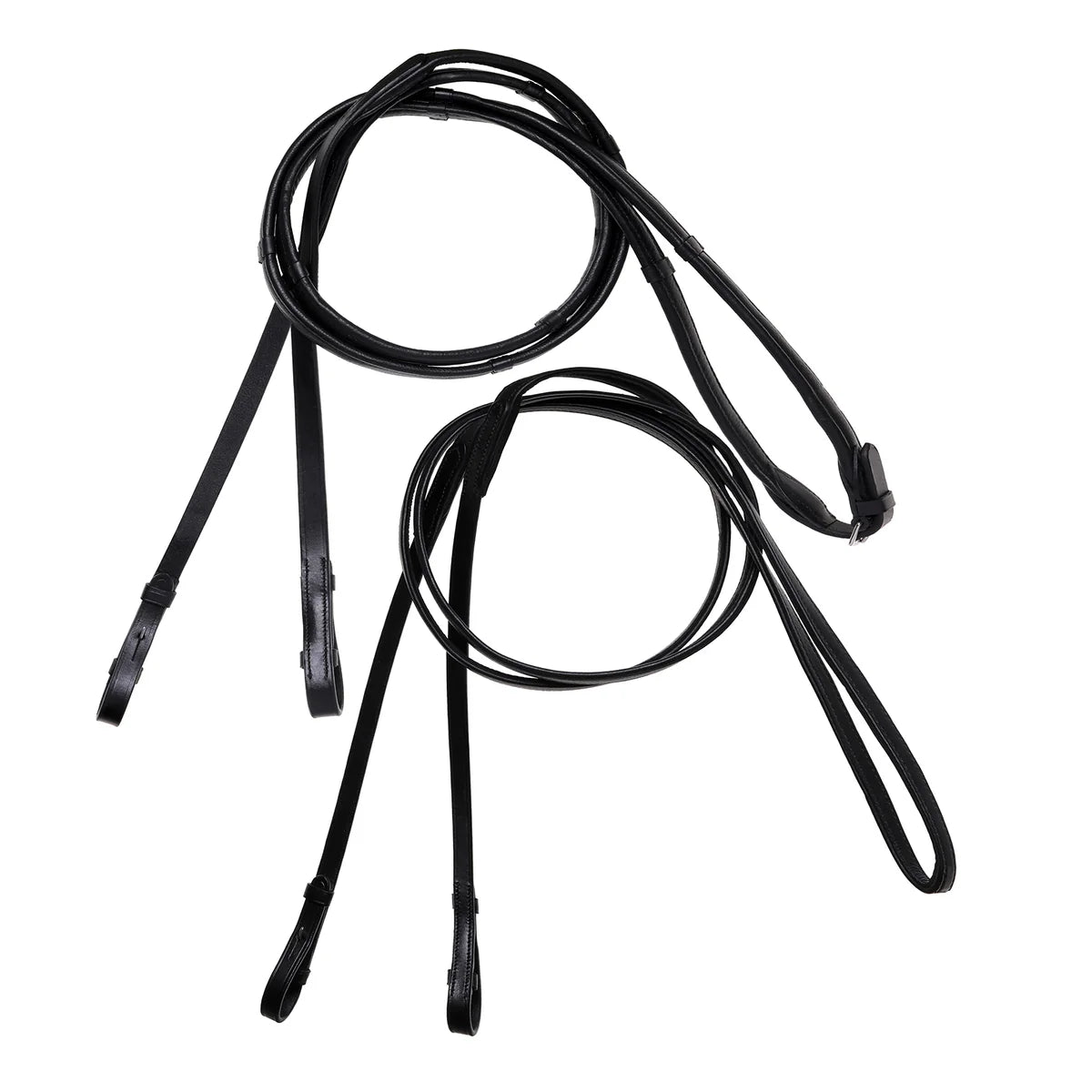 ARTÍCULOS NO RECLAMADOS - Lumiere - Riendas dobles acolchadas de cuero Nappa negro (oro/plata)
