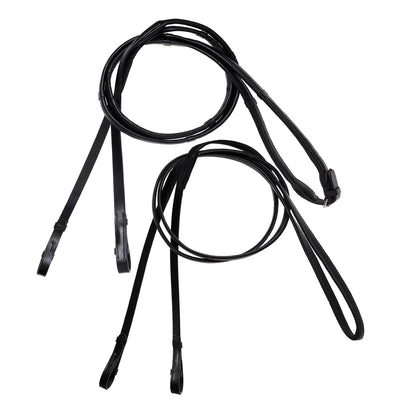 UNCLAIMED ITEMS - Lumiere - Dubbele gevoerde teugels Nappa leder zwart ZILVER FULL
