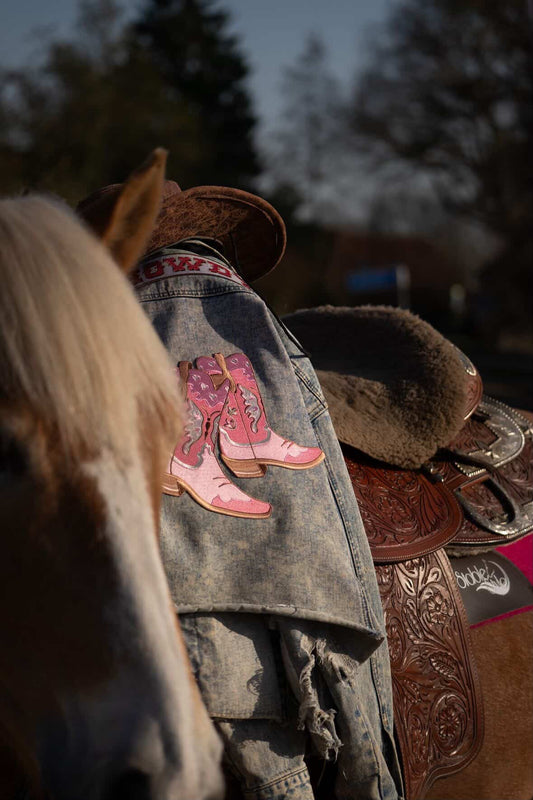 Wildflower Co - Toppe XL western rosa Cowgirl stivali / Howdy
