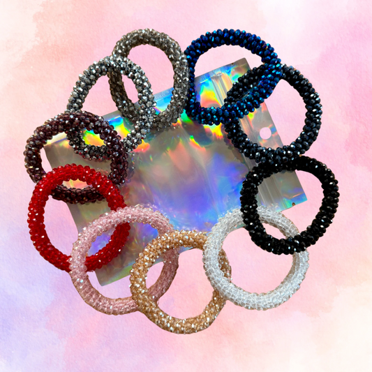 FMH - glitter elastiek knotband effen