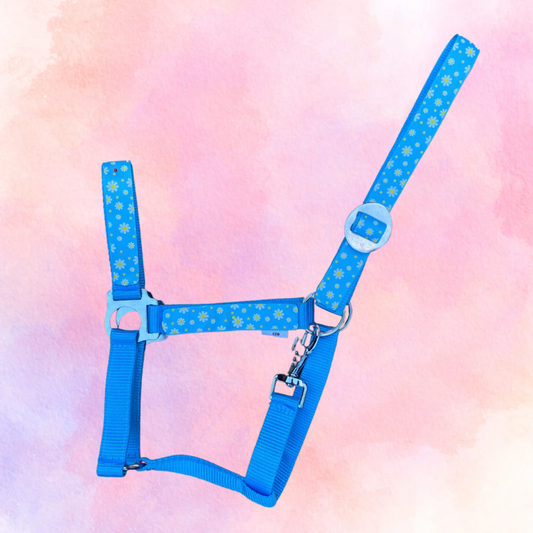 Happy Halsters - Lichtblauw bloemetjes halster