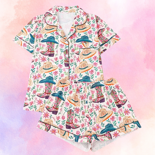 FMH - Dames zomerse pyjama set/ loungepak Rodeo flower