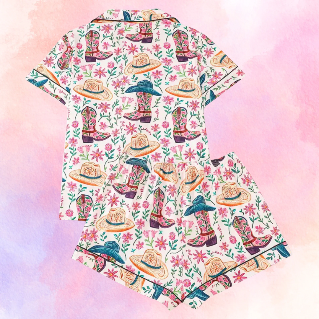 FMH - Dames zomerse pyjama set/ loungepak Rodeo flower