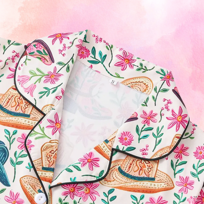 FMH - Damen Sommer-Pyjama-Set/Loungewear Rodeo Flower