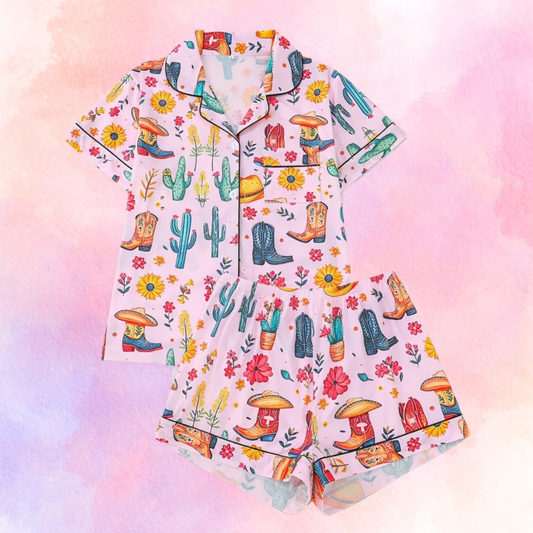 FMH - Dames zomerse pyjama set/ loungepak Sunflower Cowgirl