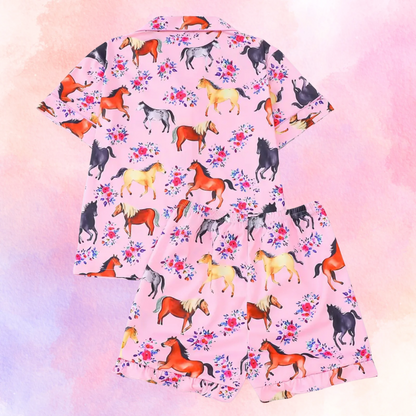 FMH - Kids Summer Pajama Set/Loungewear Pink Pony
