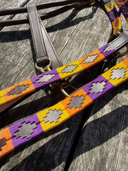 FMH - Havana Leder Polo-Halfter „Polo Vaquero Sunny“ gelb/orange/lila