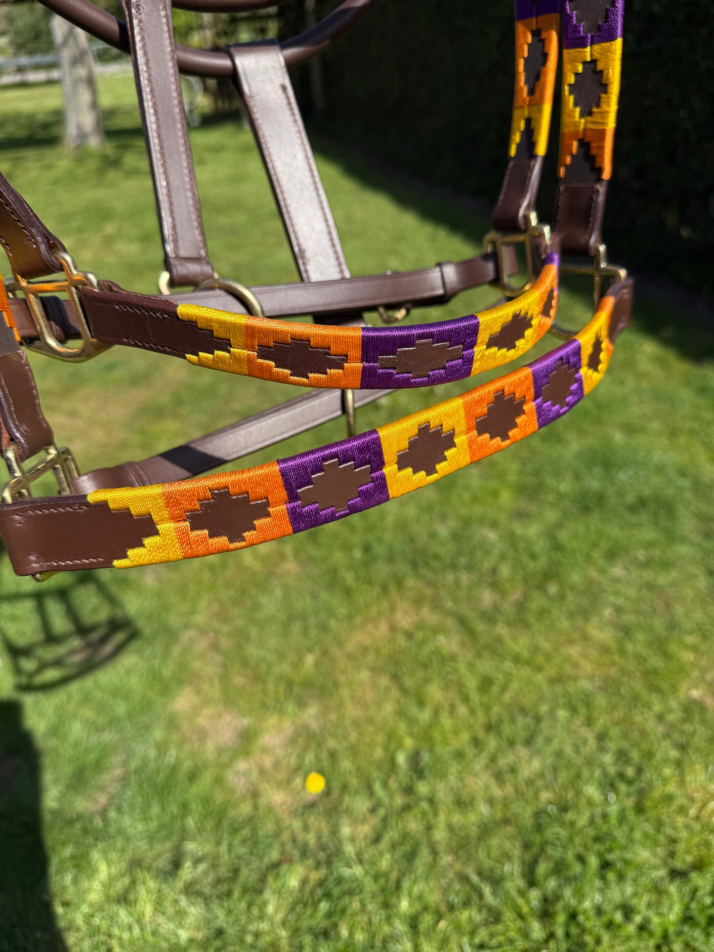 FMH - Capestro polo in pelle Havana ‘Polo Vaquero Sunny’ giallo/arancione/viola