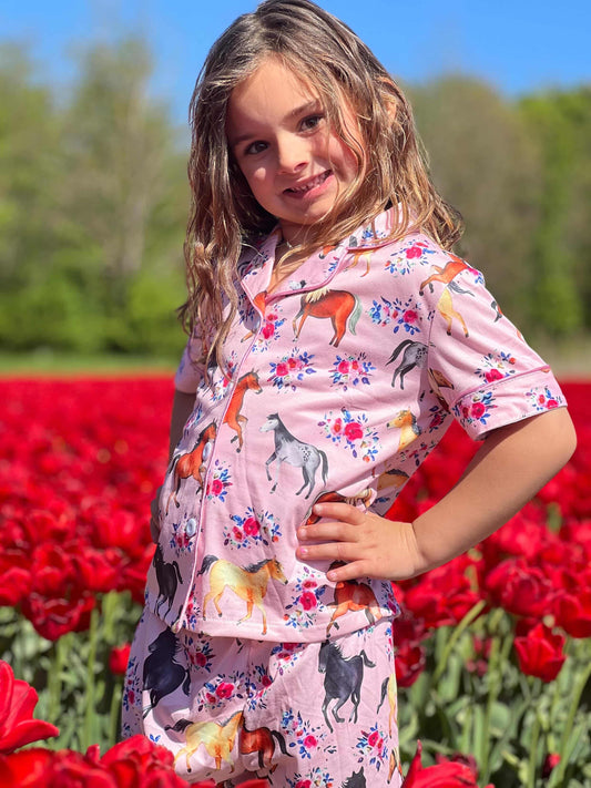 FMH - Kinder Sommer Pyjama Set/ Hausanzug Pink Pony