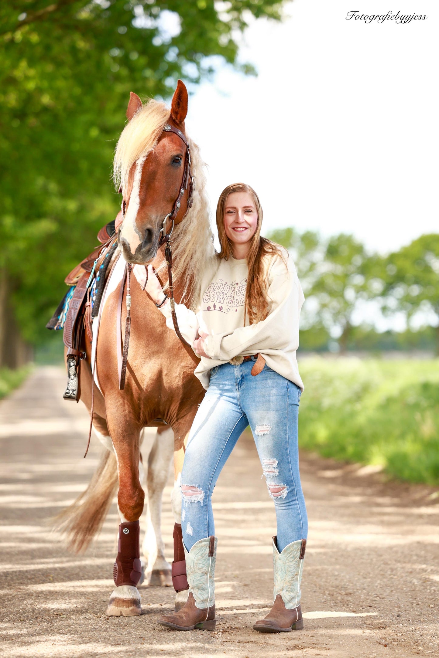 Sweet Claire - Embroidered Giddy-Up Cowgirl Sweatshirt