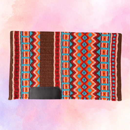 SB022 - Western oversized showblanket A - Bruin, oranje, rood, turquoise