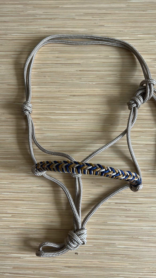 ARTICLES NON RÉCLAMÉS - Vente licols en corde - Vente aux enchères THV06 - Licol camel avec muserolle tressée navy/camel SHET