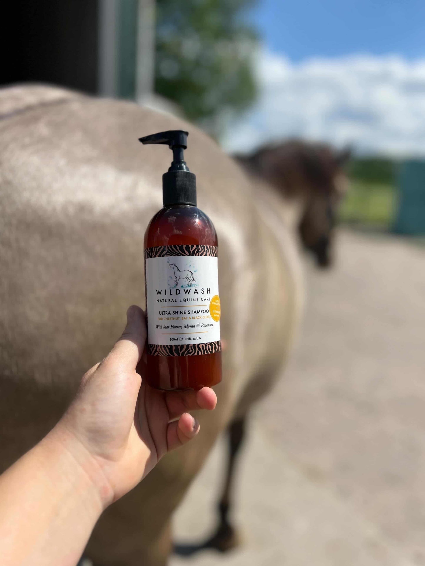 WildWash - Equine Ultra Shine Natuurlijke paardenshampoo voor kastanjebruine, bruine en zwarte vachten 300ml
