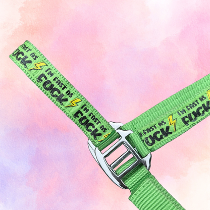 FMH - Nylon groen halster ‘Fast as F*CK’
