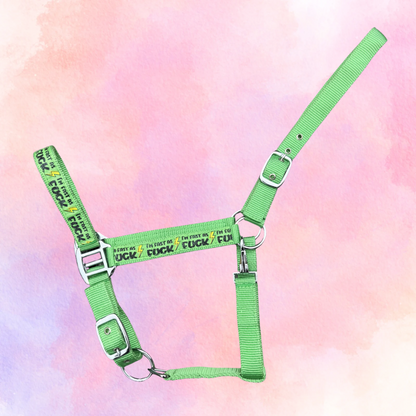 FMH - Nylon groen halster ‘Fast as F*CK’