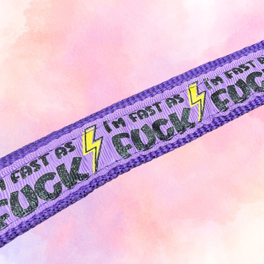 FMH - Nylon paars halster ‘Fast as F*CK’