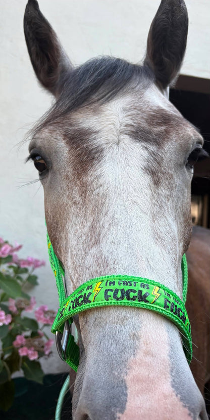 FMH - Nylon groen halster ‘Fast as F*CK’
