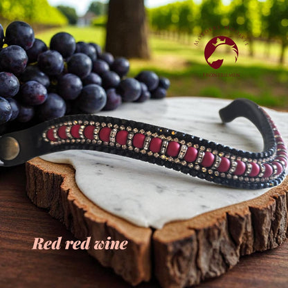 Moeders Mooiste Browbands - Deluxe “Red, Red Wine” Z-D