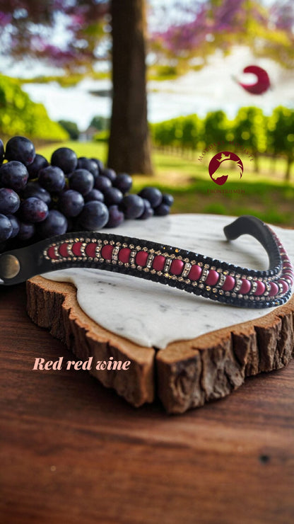 Moeders Mooiste Browbands - Deluxe “Red, Red Wine” Z-D