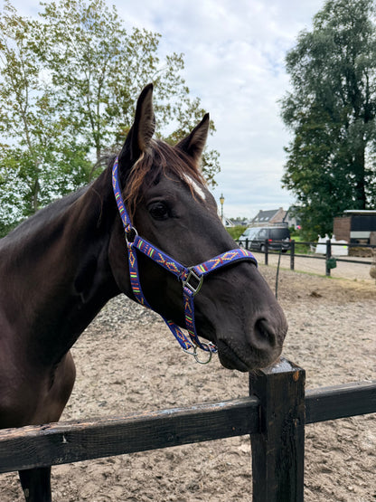 FMH - Besticktes Nylonhalfter mit Polsterung „Nomad Spirit“ blau