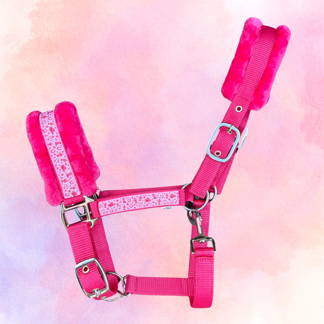 Happy Halster – Pink Cowgirl Fuchsia-Rosa Halfter (bunt)