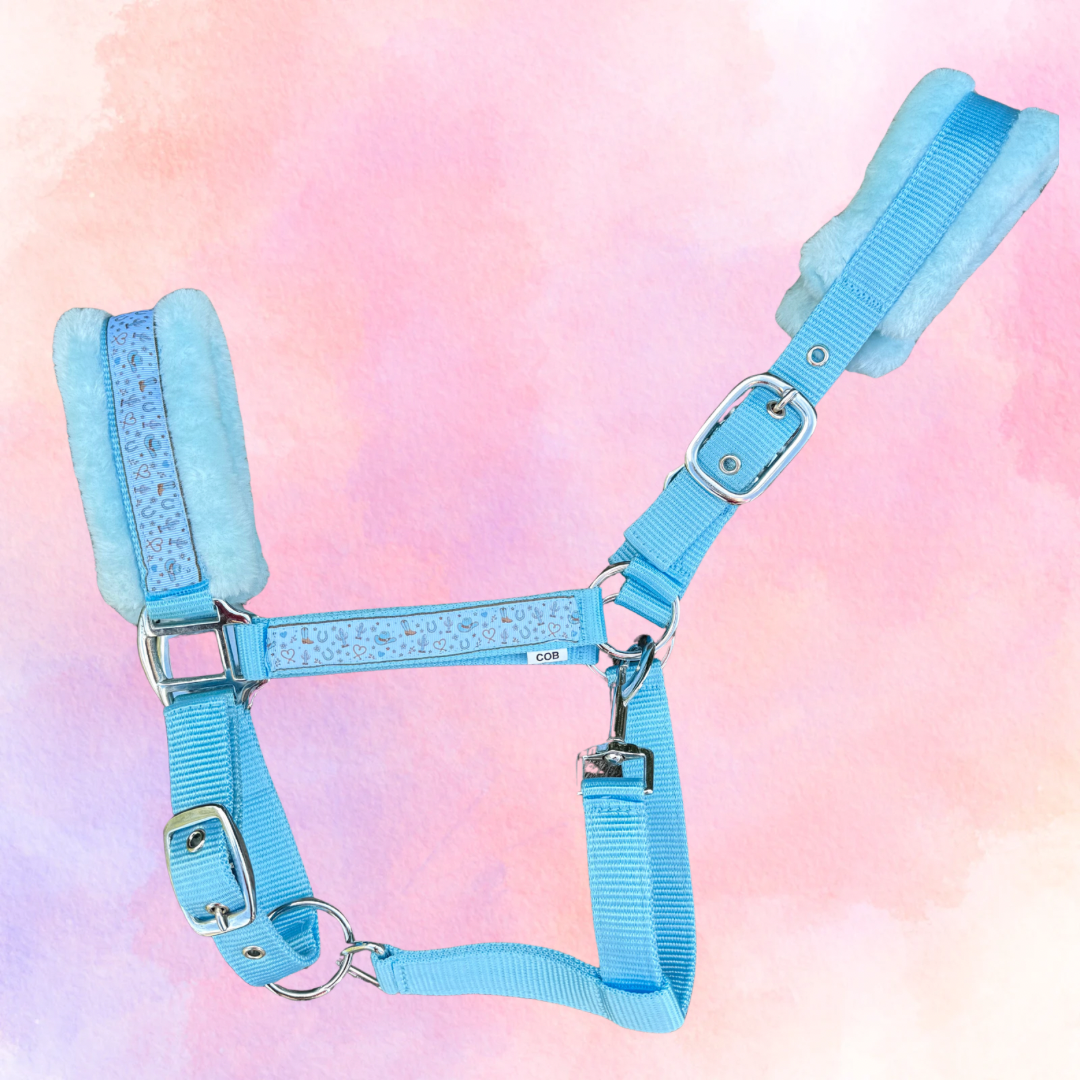 Happy Halster - Blue Cowboy light blue halter (fur)