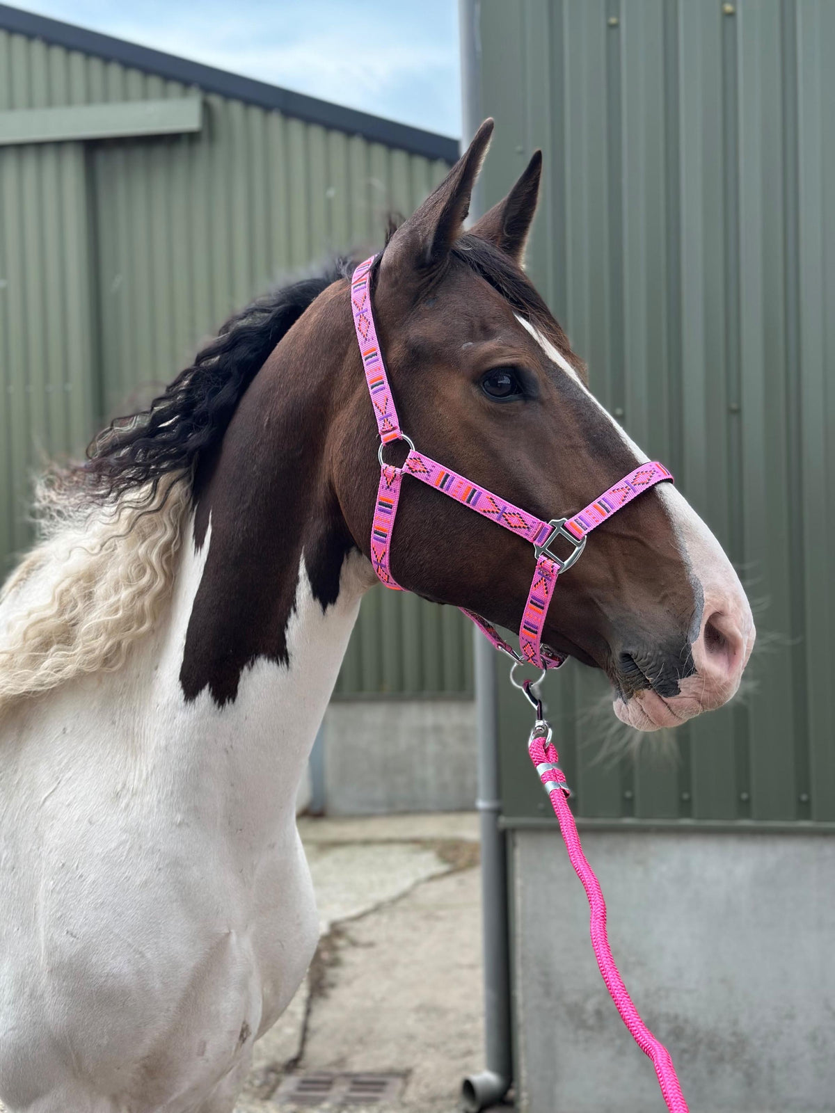 FMH - Embroidered nylon halter with padding ‘Nomad Spirit’ hot pink