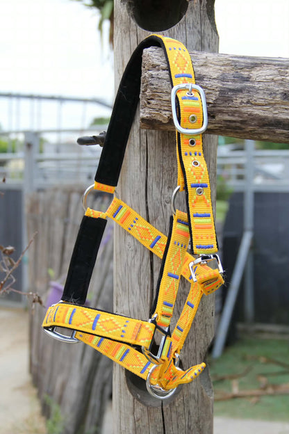 FMH - Geborduurd nylon halster met padding ‘Nomad Spirit Solar’
