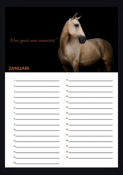 Take That Memory - A4 Verjaardagskalender Blackphoto Paarden