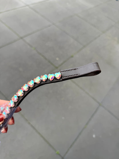 FMH - Funkelnde Frontriemen ‘Lovehearts’ Wave mit 8mm Steinen in Herzform (verschiedene Farben)