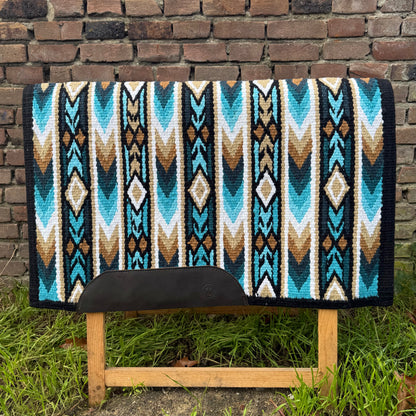 FMH - Masterpad Ranch - Western Ranchblanket R003 - Zwart/ blauw/ navy/ camel