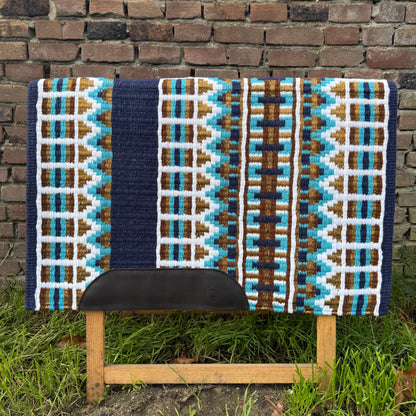 FMH - Masterpad Arena - Western Showblanket S010 - donkerblauw/ turquoise/ bruin