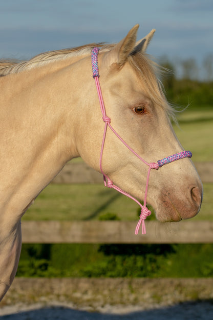 Rope halter baby pink with pink mix