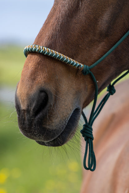 Rope Halter Vienna Noseband Dark Green, Sea Green, Beige, and Caramel