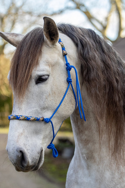 Rope halter cobalt with cobalt army green and beige