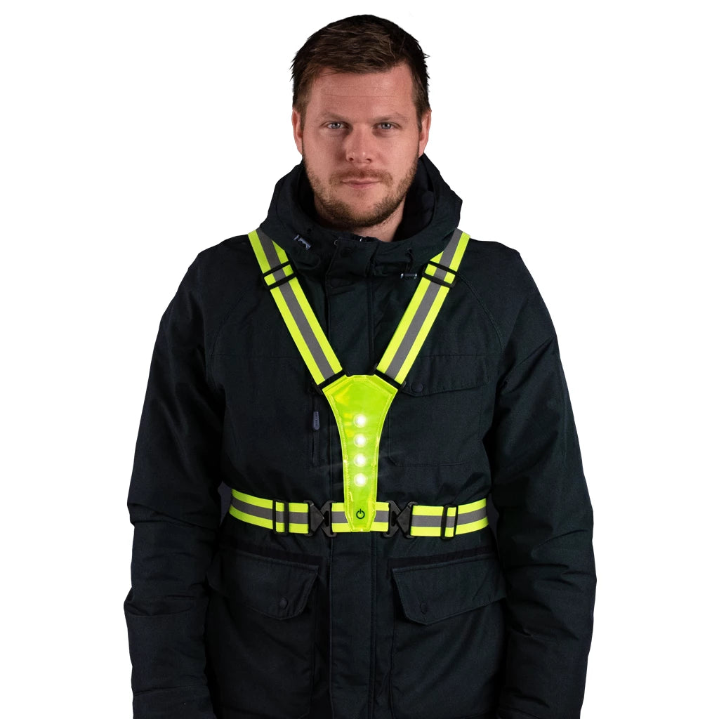 Nightwalk - Human Safety Harness Geel LED veiligheidshesje