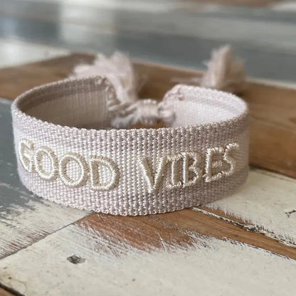 Parsley & pepper - Good Vibes armband beige/ wit