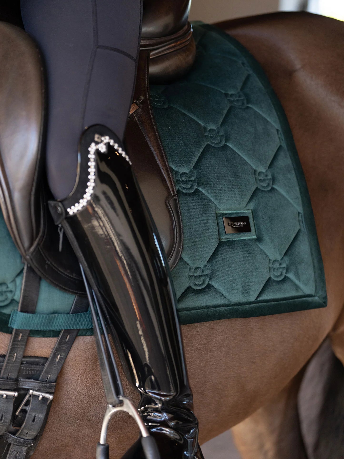 Equestrian Stockholm - FW26 Sycamore Green - Dressage Saddle Pad Velvet dressuurzadeldek