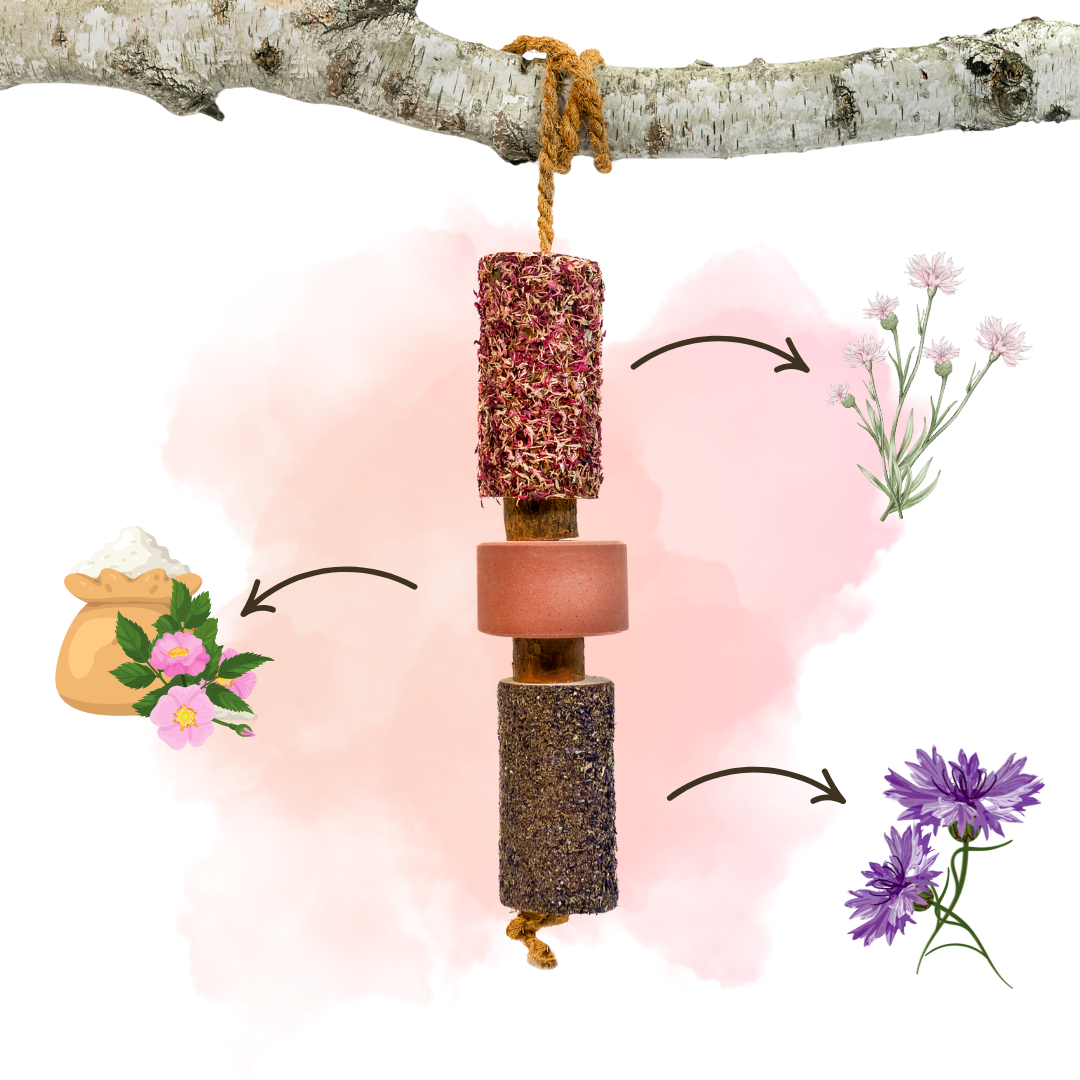 Herbi Horse - Wooden herbal play rope with licking stone Tummy