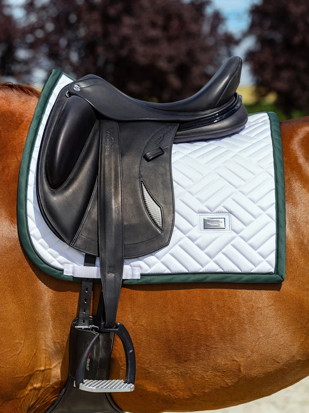 Equestrian Stockholm - FW26 White Sycamore Green - Dressage Saddle Pad Modern dressuurzadeldek