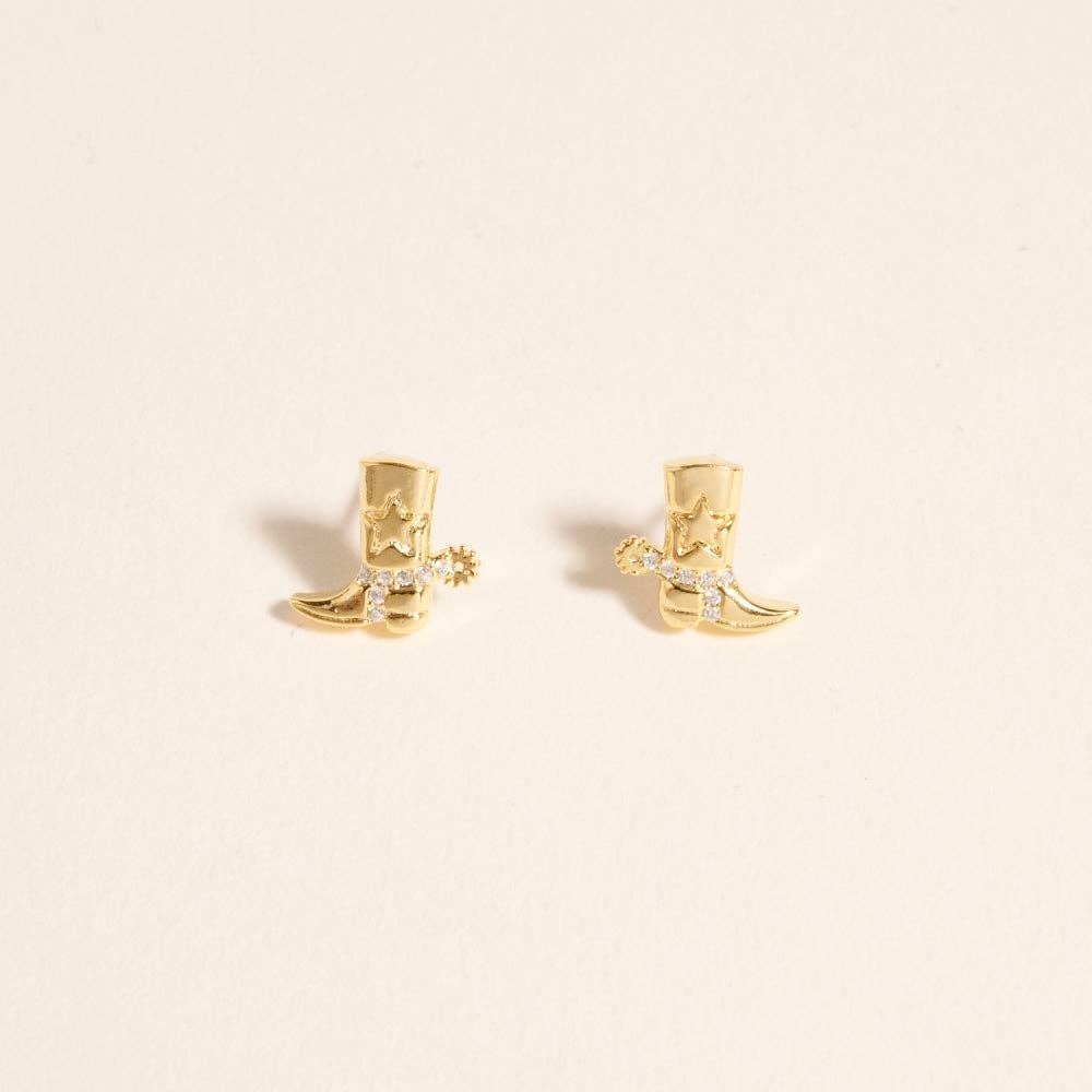 Designature - Gold Dipped Cowgirl Western Boot Earrings