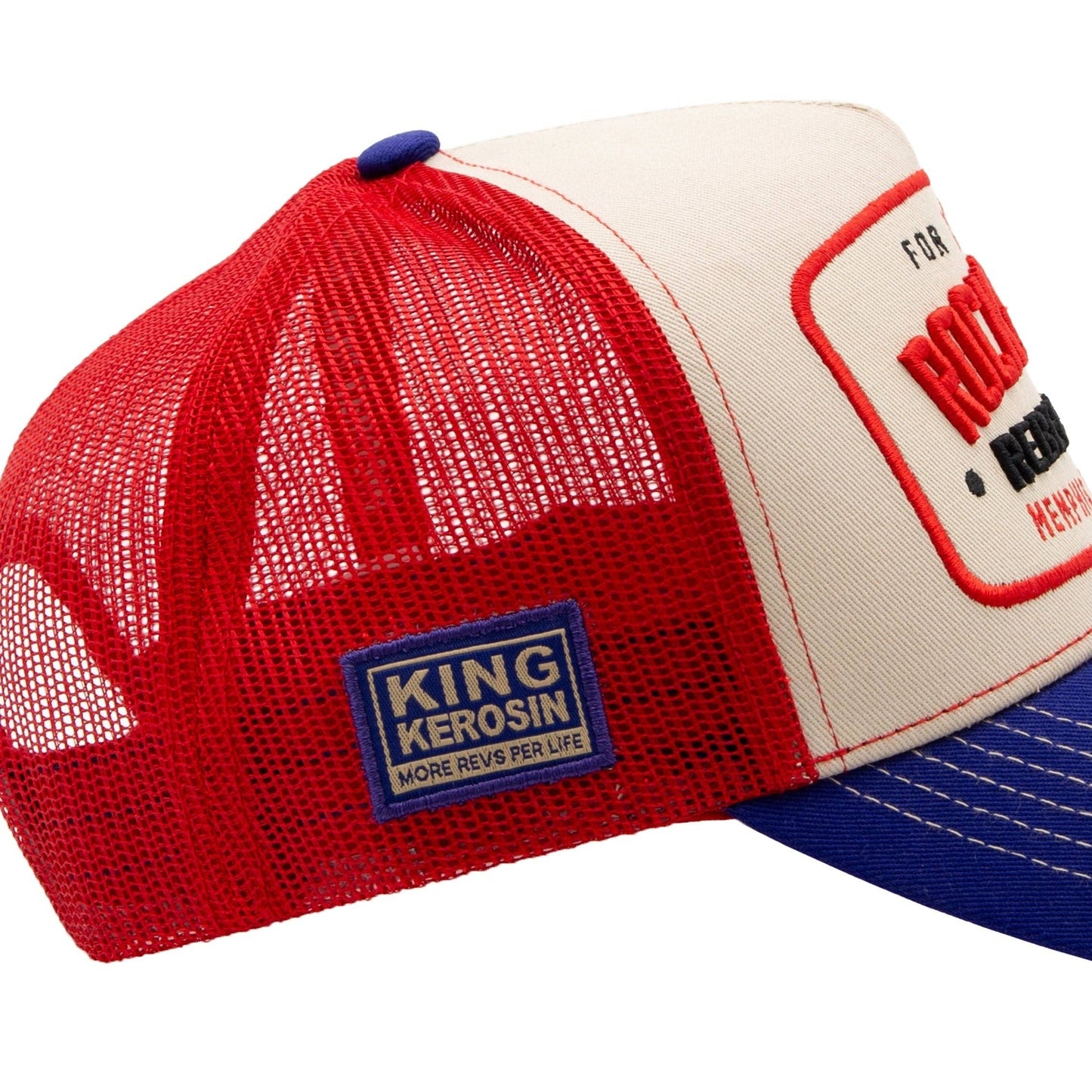 King Kerosin - Truckerpet Forever Rock'n'Roll pet in beige/blauw/rood