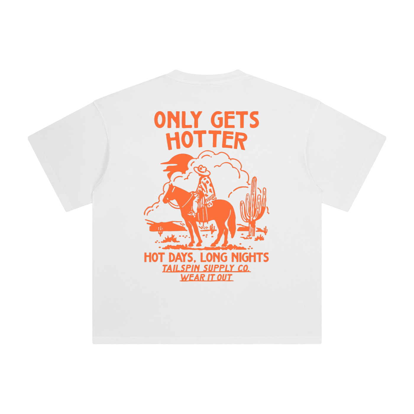 Tailspin - T-shirt unisexe blanc Only Gets Hotter avec impression orange