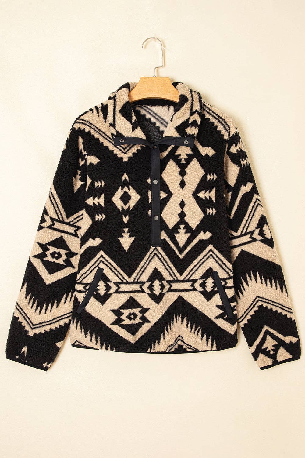 Pretty Bash - Western Aztec Fleece Half Zip Sweatshirt
