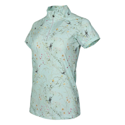 Dapplebay - Chemise d'équitation à manches courtes Dragonfly Meadow Green zip