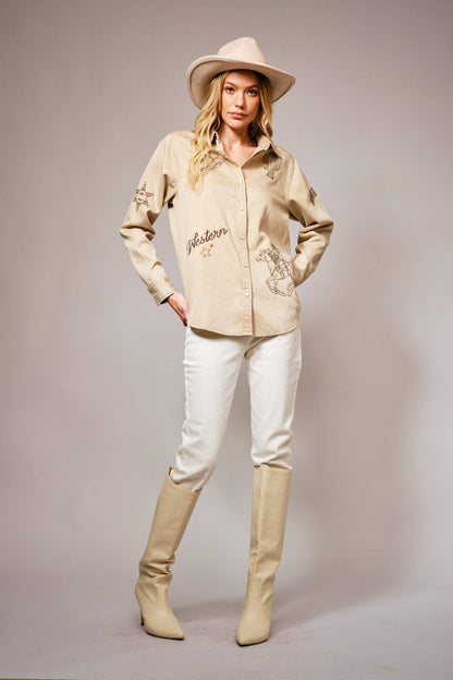 Blue B - Western Embroidered Snap Button Shirt
