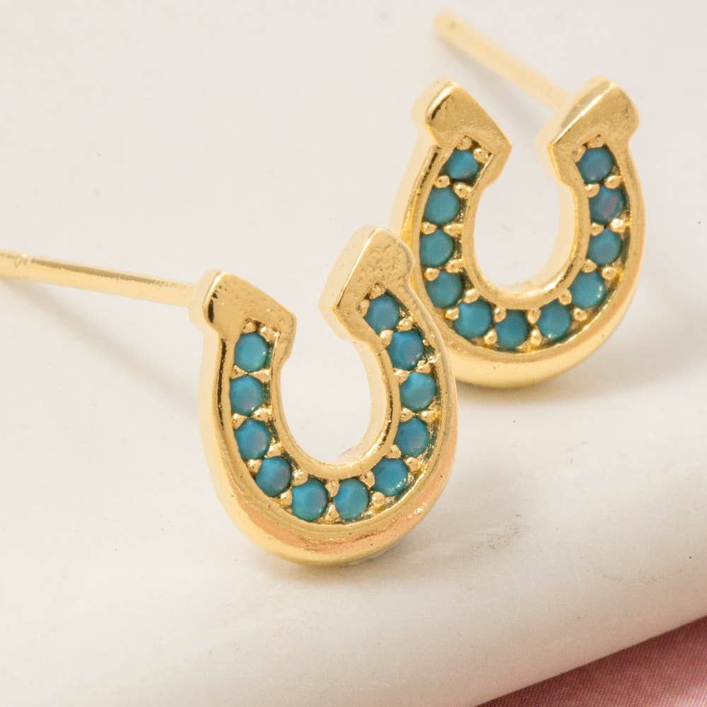 Fame - Clous d’oreilles fer à cheval western turquoise