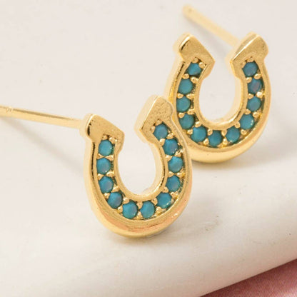 Fame - Western Hoefijzer Oorstekers turquoise