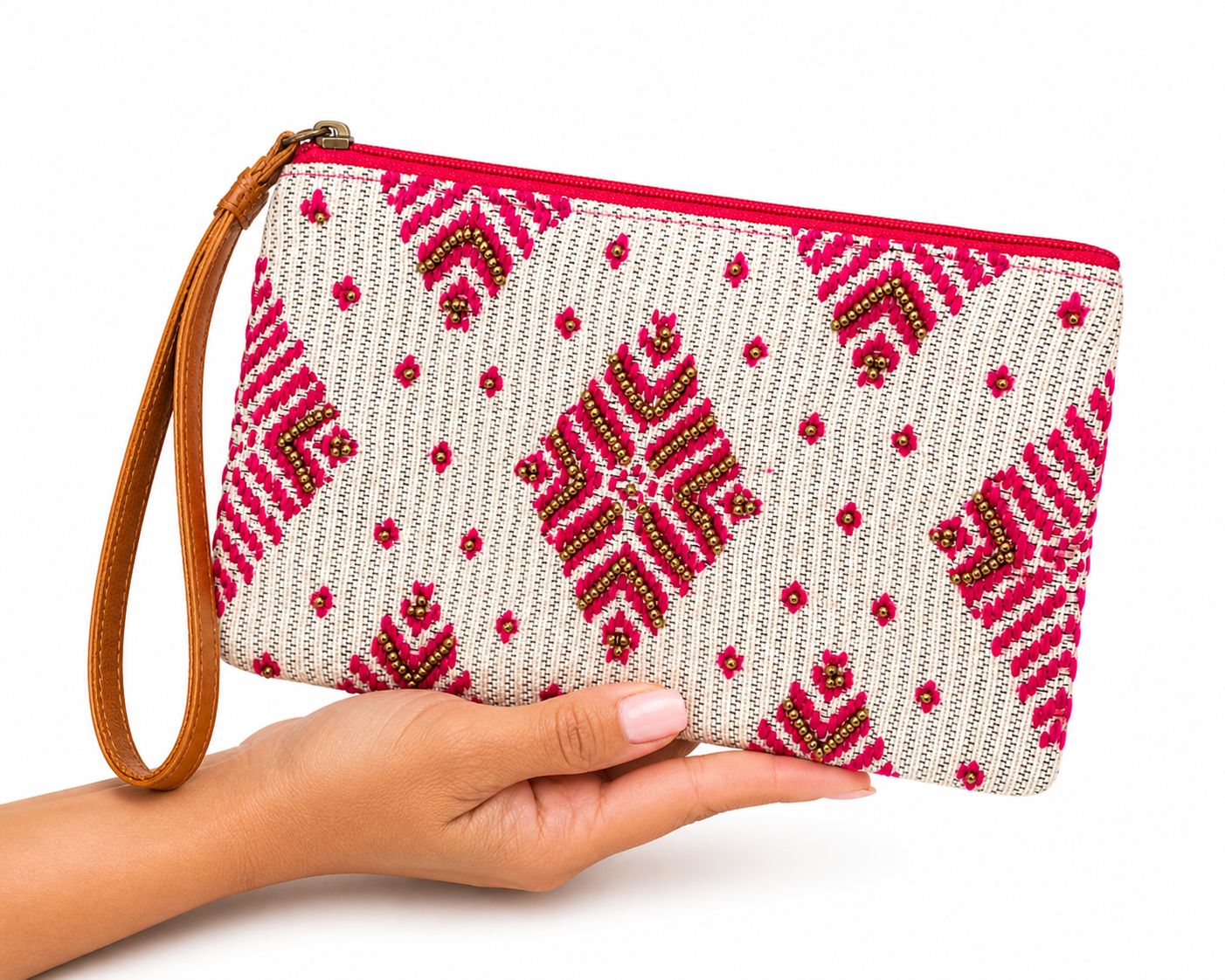 The Bling Barn - Beaded Bag handtas clutch met polsriem Rodeo Rose