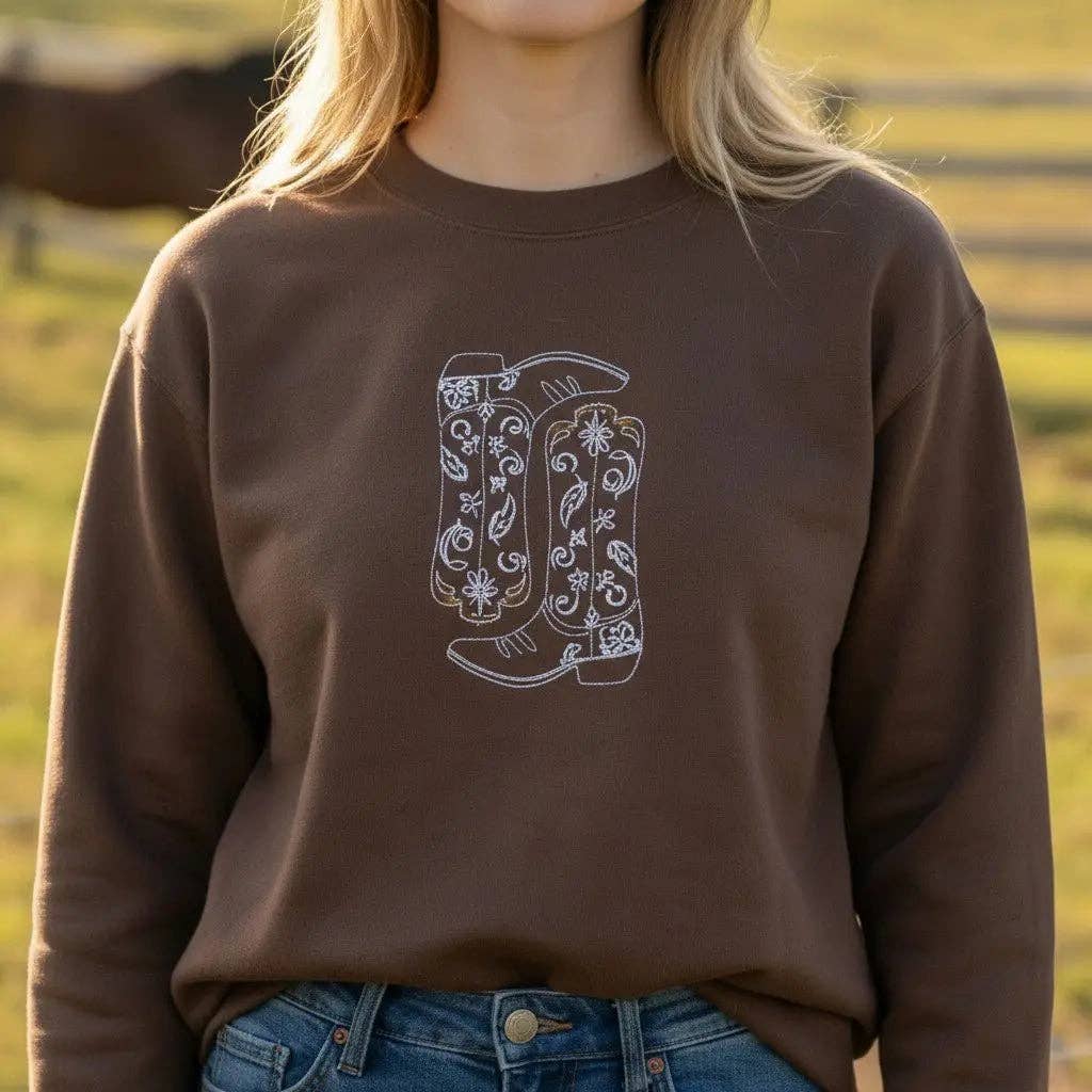 Bridle Up Hope - Sweat-shirt brodé bottes de cowgirl